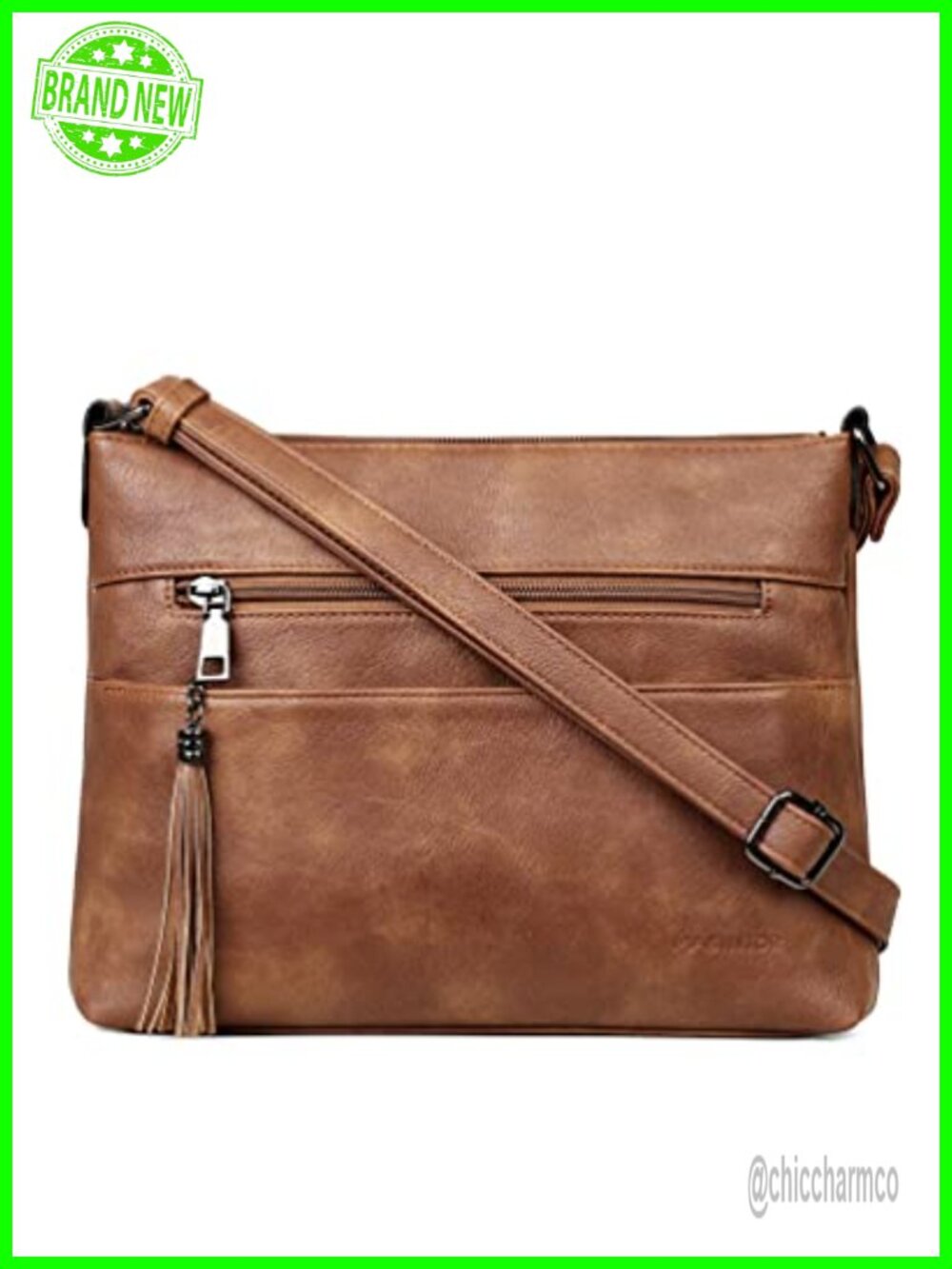 M Crossbody Bag Vegan Leather Medium Purse Compact Multi-Pocket